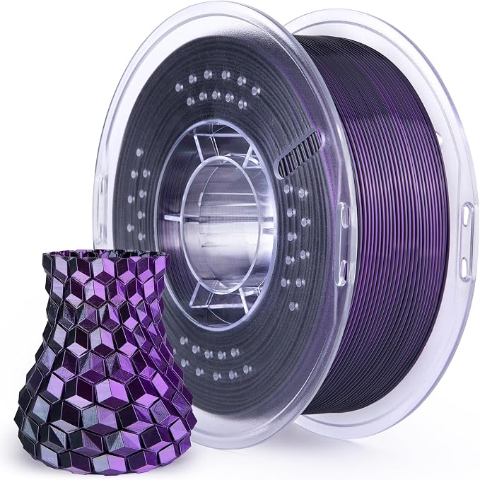 ELEGOO Silk PLA Filament 1.75mm Dual Color Black Purple 1KG, Shiny 3D Printer by ELEGOO