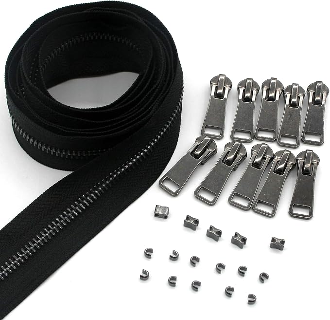 #5 Metal Zippers by The Yard Bulk 2 Yards Black Tape by Leekayer