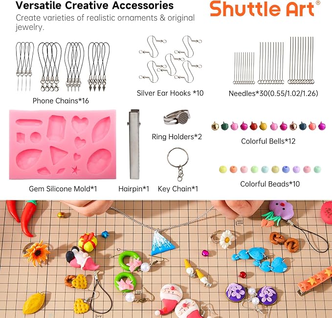 Shuttle Art Polymer Clay Kit, 57 Colors, Soft Oven Clay Kit, 19 Carving Tools - Image 4