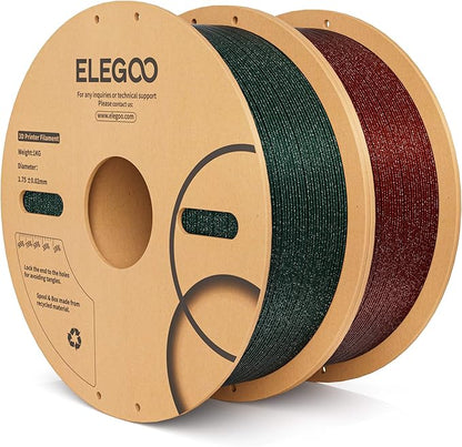 ELEGOO PLA Filament 1.75mm 2KG Sparkle Red & Green, Glitter Twinkling 3D by ELEGOO