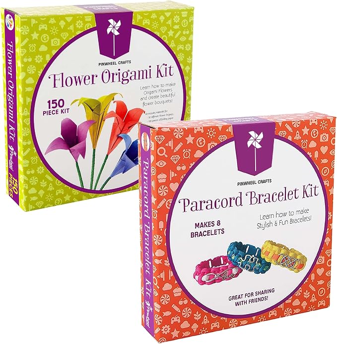 Flower Origami Kit & Paracord Bracelet Kit Bundle by PinwheelCrafts