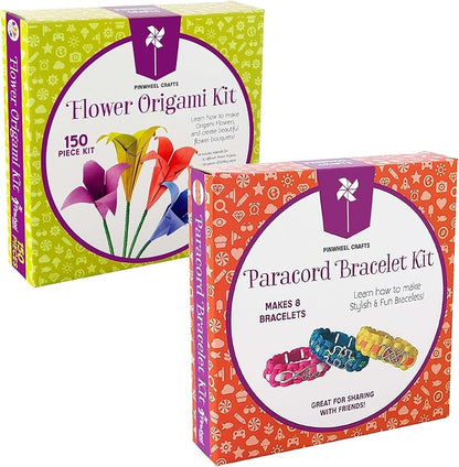 Flower Origami Kit & Paracord Bracelet Kit Bundle by PinwheelCrafts