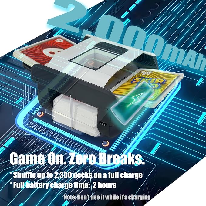 Automatic Card Shuffler, 2000mAh Rechargeable Battery, 2 Deck, Ultra Quiet - Image 5
