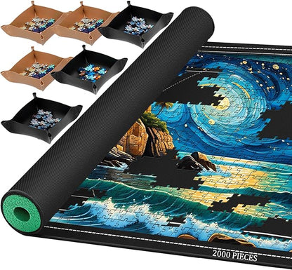 Jigsaw Puzzle Mat Roll Up, Portable Saver Pad 48” x 31” Up to 2000 Pieces by Pohxev