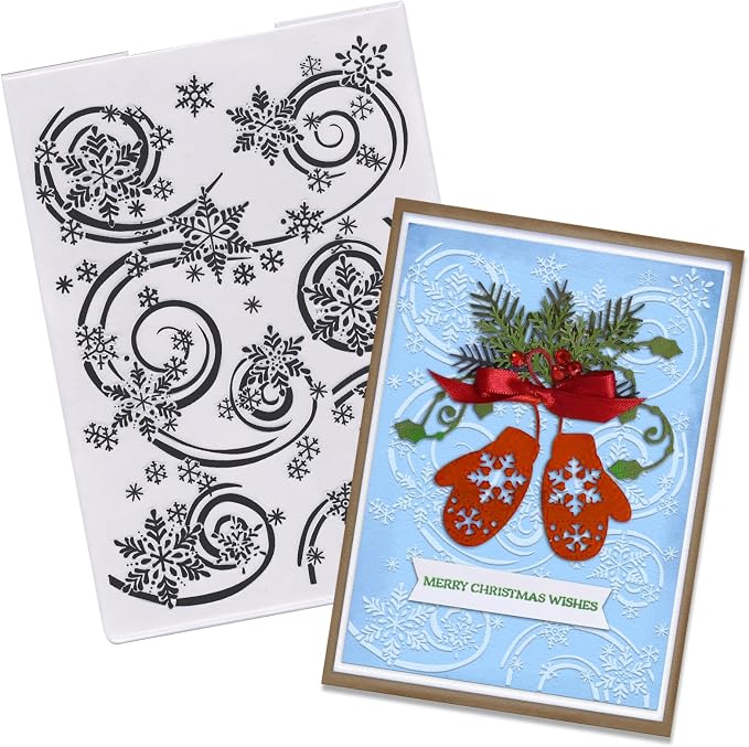 Threetols 3-D Textured Christmas Embossing Folder, Snowflake Background by Threetols
