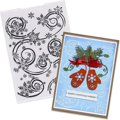 Threetols 3-D Textured Christmas Embossing Folder, Snowflake Background by Threetols