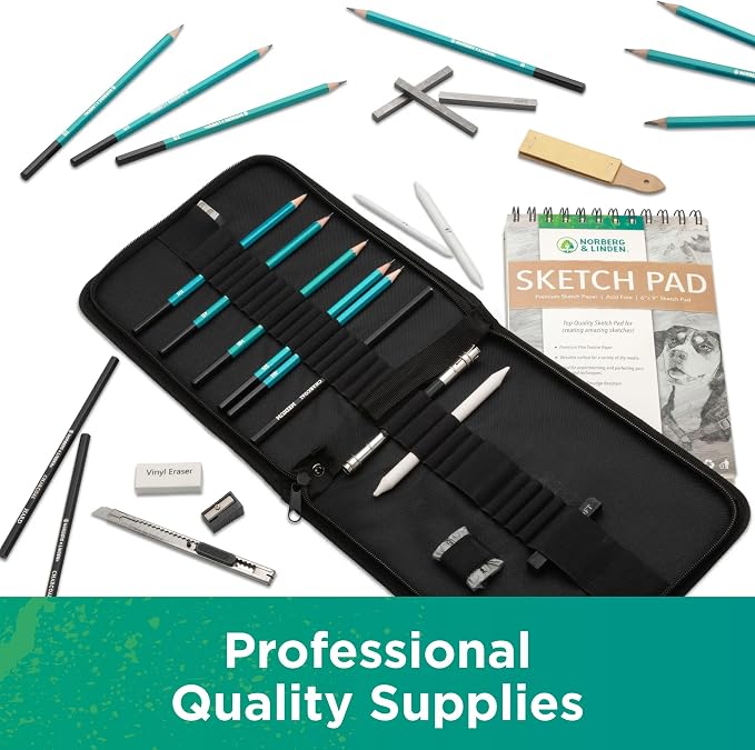 XL Drawing Set - Sketching, Graphite and Charcoal Pencils. Includes 100 Page - Image 5