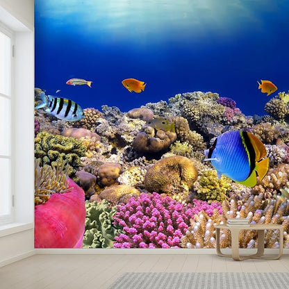 wall26 Removable Wall Sticker/Wall Mural Tropical Blue Fish Coral Reef Ocean - Image 2