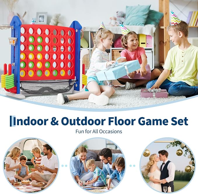 Giant 4 in a Row Game, Adjustable Height Board Jumbo 4-in-a-Row Game - Image 8