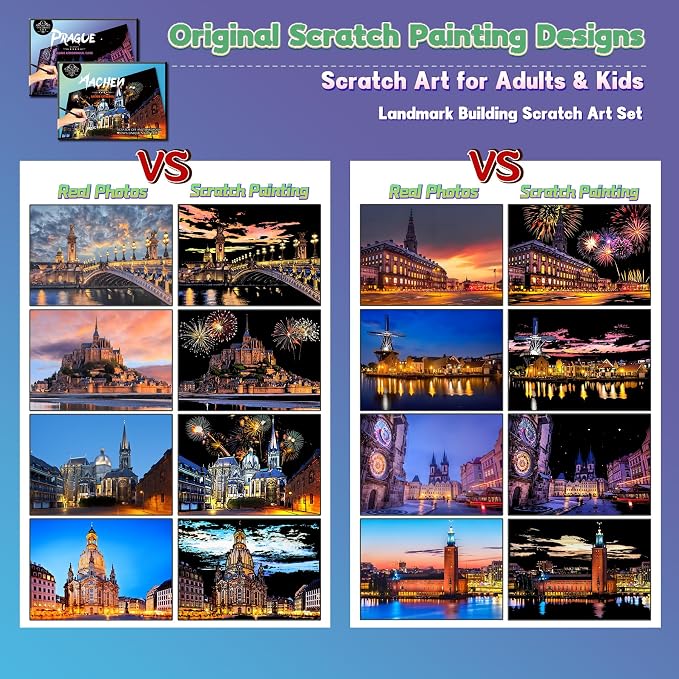Scratch Art Painting Kit for Adults-8 Sheets A4 Rainbow Scratch Painting Paper - Image 4