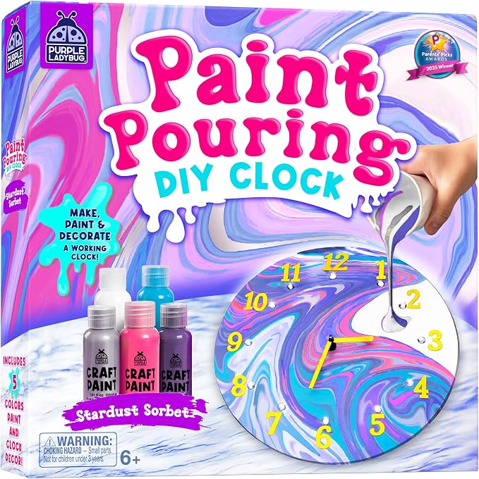 Paint Pouring DIY Clock Kit by PurpleLadybug