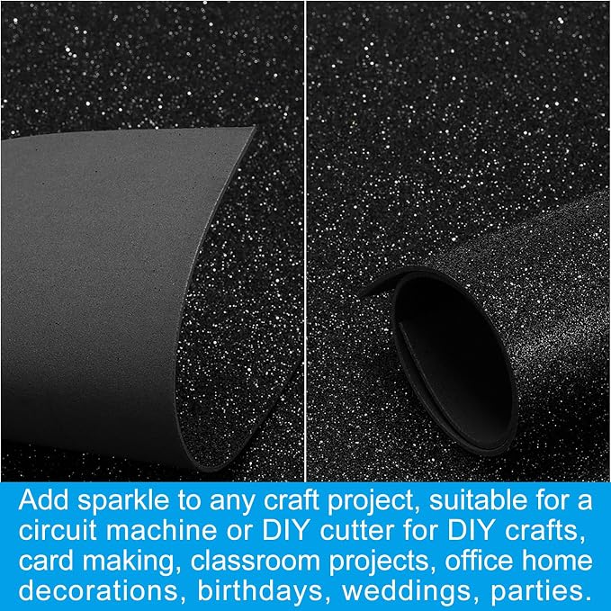 PATIKIL 2mm Thick Non Adhesive Glitter Foam Sheet 16x24inch Black, EVA Shiny - Image 5