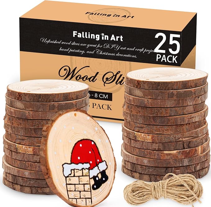 Falling in Art 2.3-3.1 Inches Natural Wood Slices Set by FallinginArt