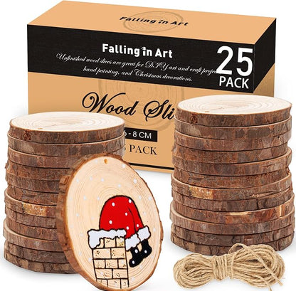 Falling in Art 2.3-3.1 Inches Natural Wood Slices Set by FallinginArt
