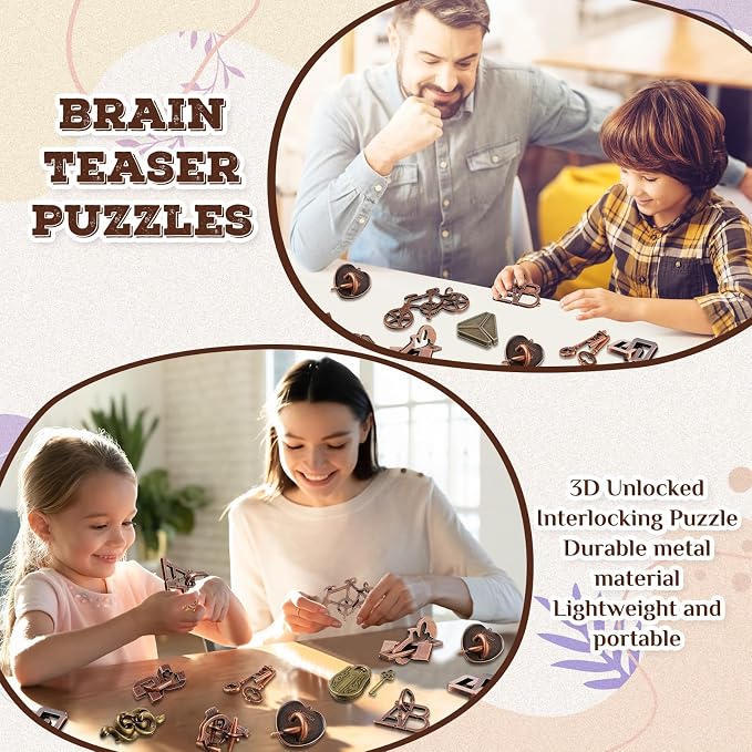 Yilloog 24 Pcs Metal Brain Teaser Puzzles Assortment - Image 5