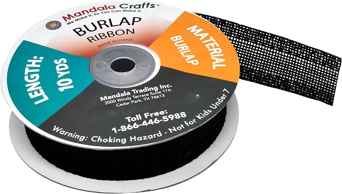 Mandala Crafts Black Burlap Ribbon 1 Inch Wide Jute Ribbons - Image 4