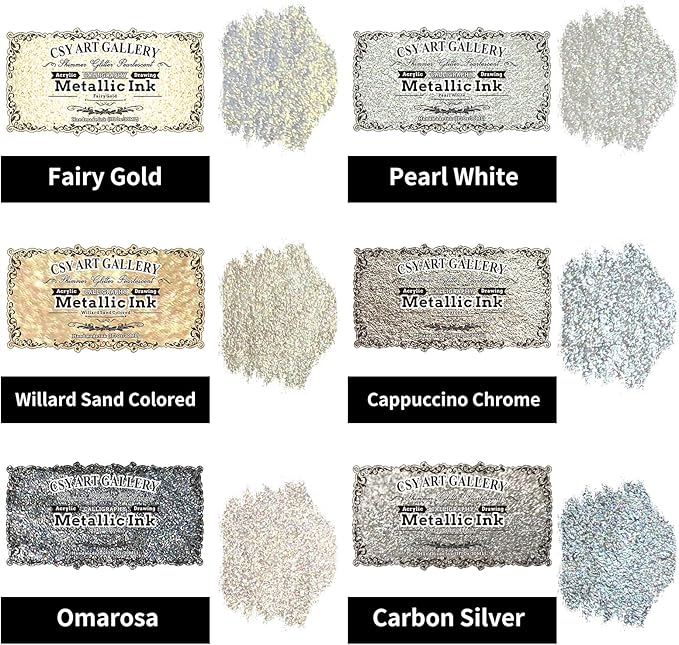 CSY art gallery Metallic -Pearlescent-Glitter Acrylic Ink -Shining Calligraphy - Image 2