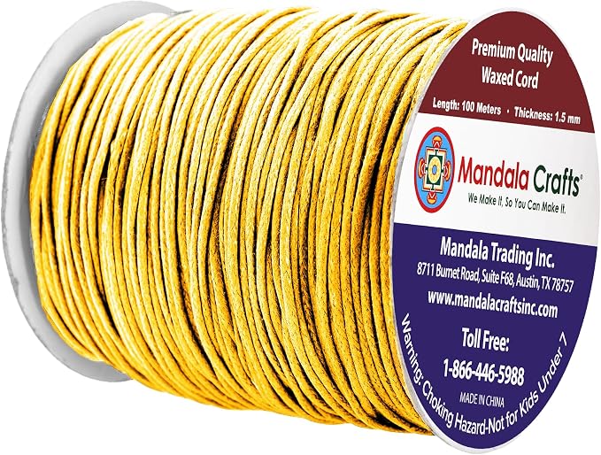 Mandala Crafts 1.5mm 109 Yards Light Gold Cotton Waxed Cord - Image 2