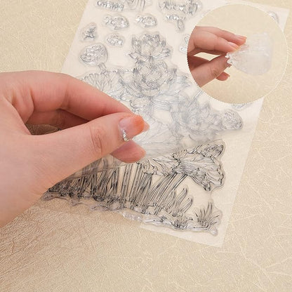 ORIGACH 9 Sheets Plants and Flowers Clear Stamps Silicone Transparent Stamps - Image 6