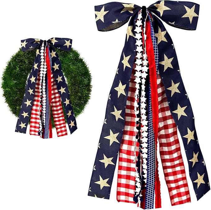 Large Patriotic Star Ribbon Bow by Unknown