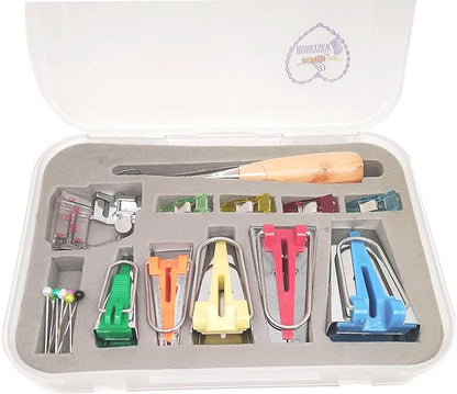 HONEYSEW Single Double Fold Bias Tape Maker Tool Kit Set, by HONEYSEW