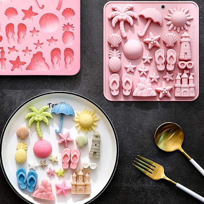 Summer Beach Theme Chocolate Molds, Coconut Tree Sun Shell Starfish Marine Cake - Image 7