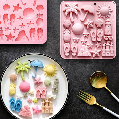Summer Beach Theme Chocolate Molds, Coconut Tree Sun Shell Starfish Marine Cake - Image 7