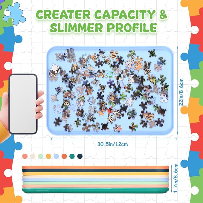 8 Pcs 12'' x 8.7'' Extra Large Puzzle Sorting Trays Stackable Puzzle Trays - Image 2
