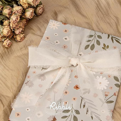 Ribbli Chiffon Silk Ribbon, 1.5 inch x 30 Yard, Cream/Champagne/Beige Fringe - Image 3