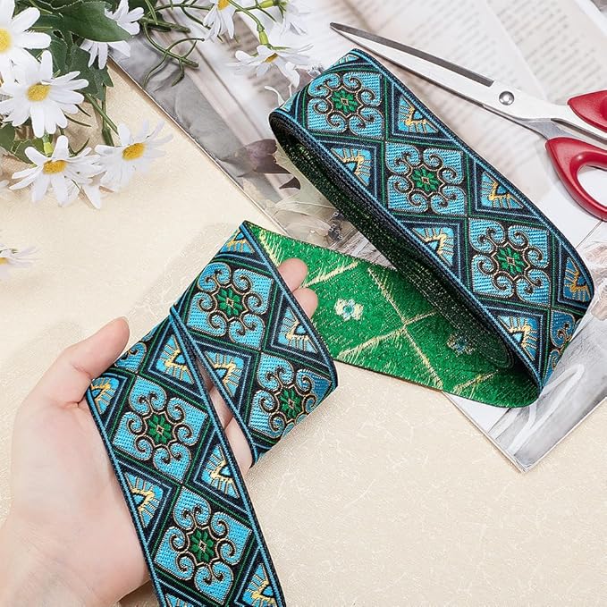 PH PandaHall 7 Yards Jacquard Ribbon Trim 2 Inch Boho Embroidered Woven Lace - Image 3