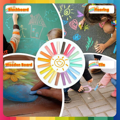 200PCS Washable Sidewalk Chalks Set in 20 Colors: Jumbo Drawing Chalk - Image 6