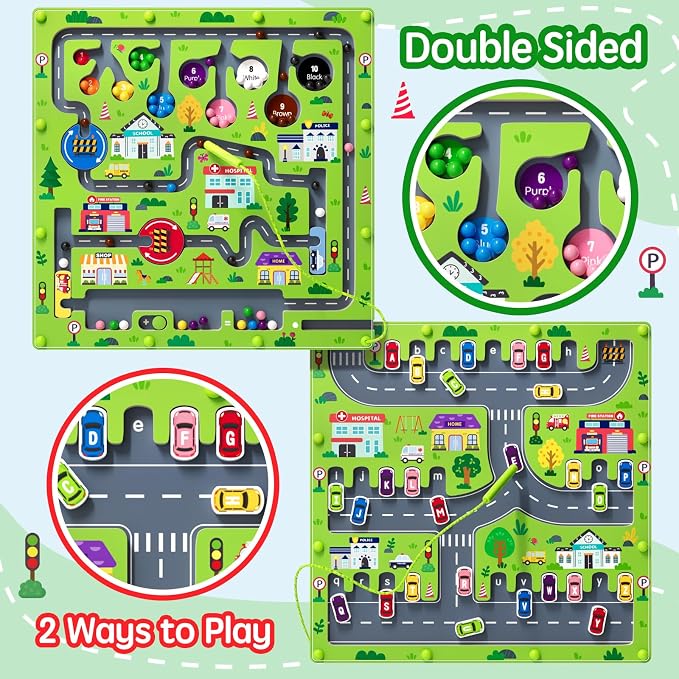 2 in 1 Magnetic Color and Number Maze Magnet Alphabet Counting Double Sided - Image 3
