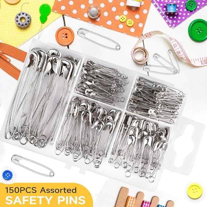 Huhuhero 150Pcs Safety Pins, Large & Small Safety Pins - Image 6