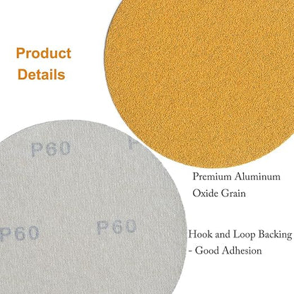 6-Inch No-Hole Hook and Loop Sanding Discs 60-Grit, Random Orbital Sandpaper - Image 5