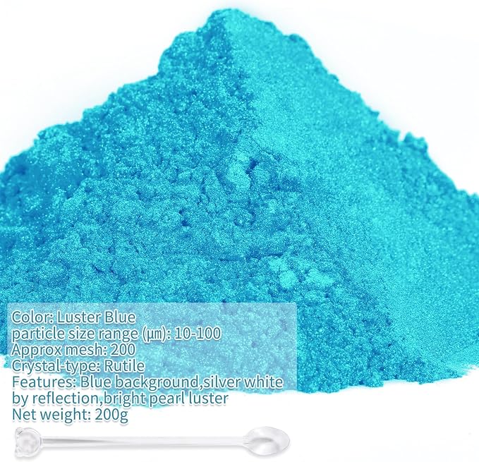 Mica Powder, 7.05OZ（200g）, Luster Blue Mica Powder Pigment - Image 2