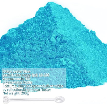 Mica Powder, 7.05OZ（200g）, Luster Blue Mica Powder Pigment - Image 2