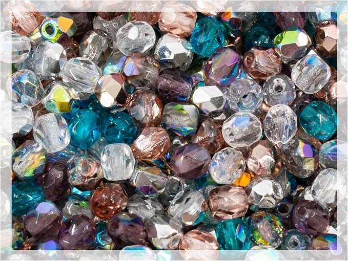 1.76oz Faceted Fire Polished Round Glass Beads 4mm, Czech Republic Bohemian by CzechBeadsManufacturer