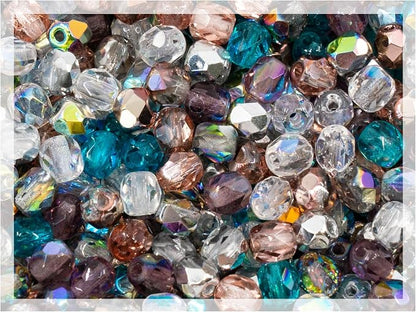 1.76oz Faceted Fire Polished Round Glass Beads 4mm, Czech Republic Bohemian by CzechBeadsManufacturer