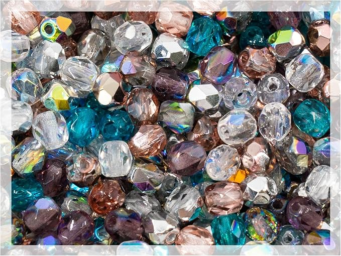 0.88oz Faceted Fire Polished Round Glass Beads 4mm, Czech Republic Bohemian by CzechBeadsManufacturer