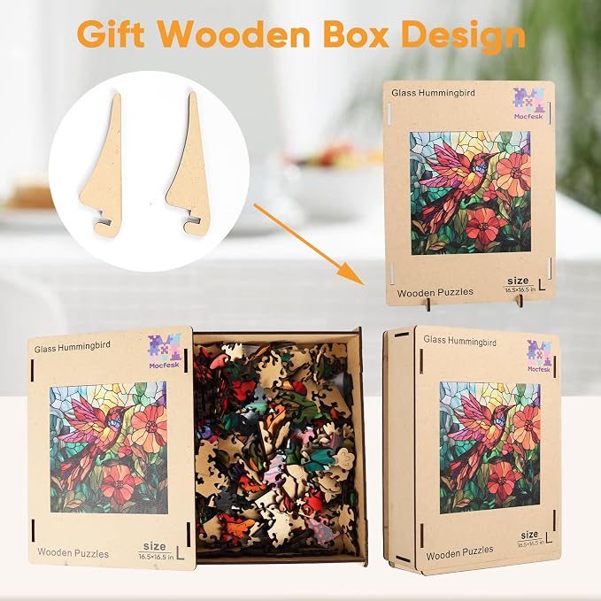 Wooden Puzzles for Adults, Stained Glass Puzzles 499 Pieces, Unique Shaped - Image 7