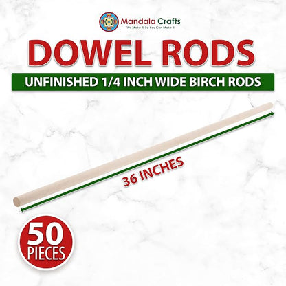 Mandala Crafts Wood Sticks Wooden Dowel Rods 36 Inches Wooden Sticks - Image 3