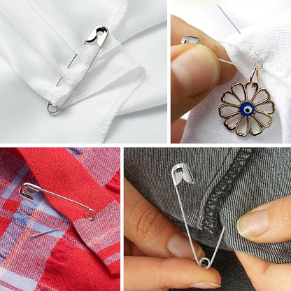 Silver Safety Pins 300 PCS, 5 Assorted Sizes of Durable, Small and Large Safety - Image 5