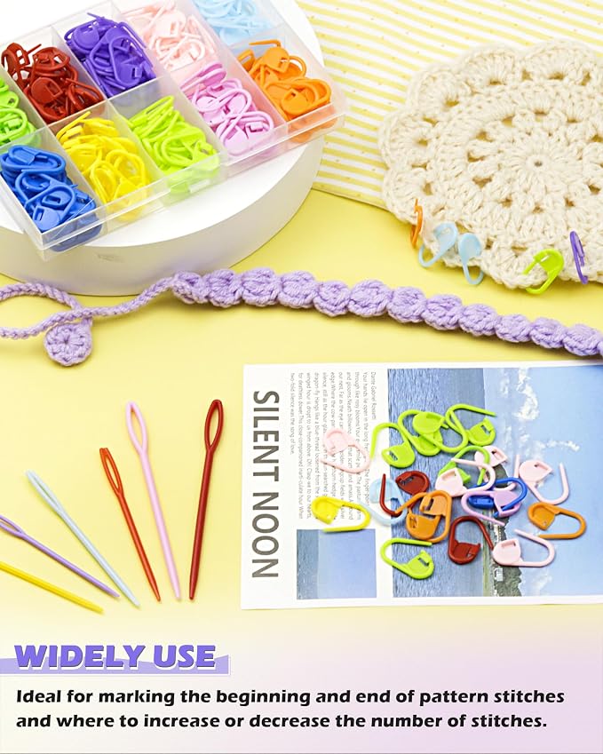 FIVEIZERO 200 Pcs Stitch Markers 10 Color Knitting Markers Crochet Hook and - Image 3