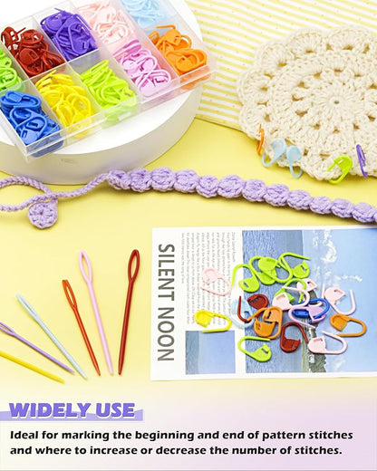 FIVEIZERO 200 Pcs Stitch Markers 10 Color Knitting Markers Crochet Hook and - Image 3