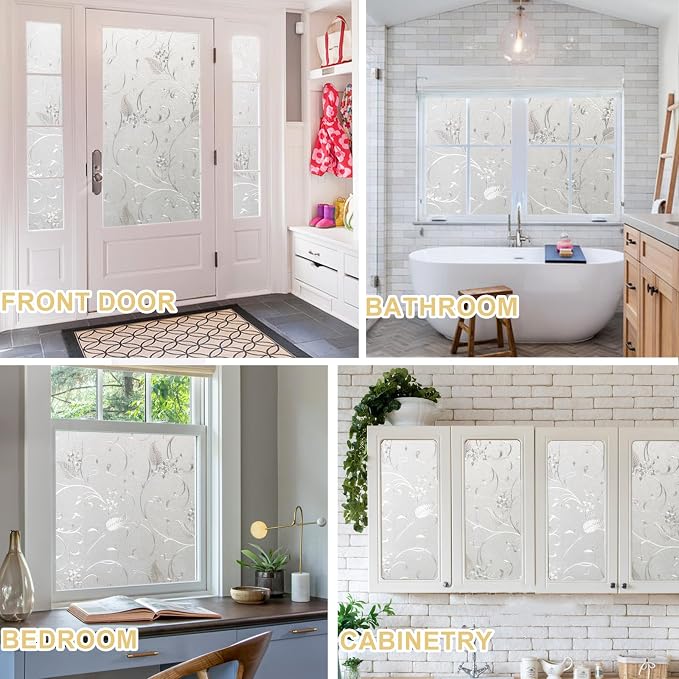 Window Privacy Film Decorative for Front Door, Bathroom Static Cling Stained - Image 7