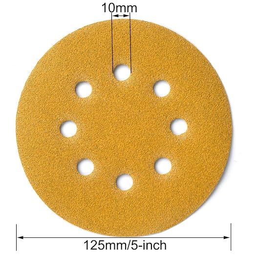 5-Inch 8-Hole Hook and Loop Sanding Discs 120-Grit Random Orbit Sandpaper - Image 6