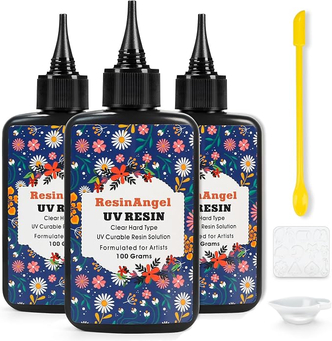 300g UV Resin kit, Crystal Clear Hard, Premixed UV Epoxica Resina Fast Curing by ResinAngel