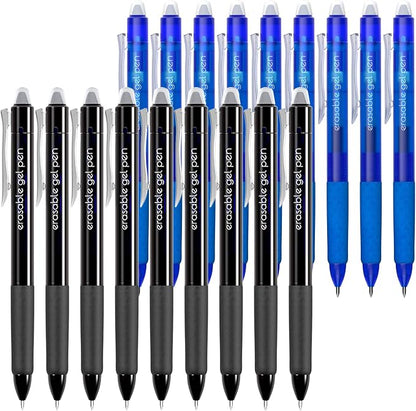 Vanstek 18 Pack Retractable Erasable Gel Pens Clicker, 9 Black & 9 Blue by Vanstek