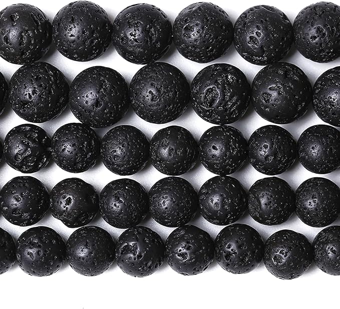 6MM 120pcs Natural Stone Beads Black Volcanic Lava Gemstone Round Loose Beads - Image 2