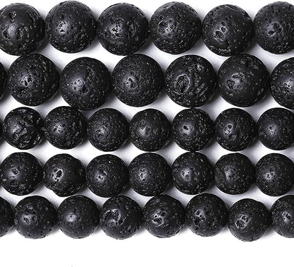 6MM 120pcs Natural Stone Beads Black Volcanic Lava Gemstone Round Loose Beads - Image 2